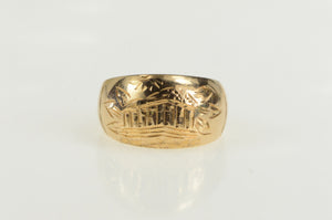 14K Graduated Greek Parthenon Domed Band Ring Yellow Gold