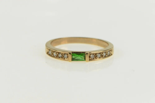 14K Syn. Emerald Diamond Accent Stackable Band Ring Yellow Gold