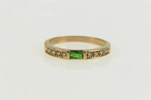14K Syn. Emerald Diamond Accent Stackable Band Ring Yellow Gold