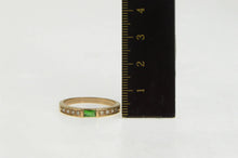 Load image into Gallery viewer, 14K Syn. Emerald Diamond Accent Stackable Band Ring Yellow Gold