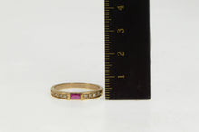 Load image into Gallery viewer, 14K Emerald Syn. Ruby Diamond Stackable Band Ring Yellow Gold