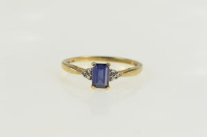 10K Syn. Sapphire Diamond Accent Classic Ring Yellow Gold