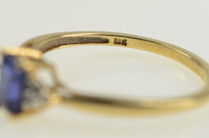 10K Syn. Sapphire Diamond Accent Classic Ring Yellow Gold