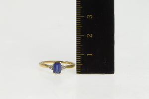 10K Syn. Sapphire Diamond Accent Classic Ring Yellow Gold