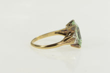 Load image into Gallery viewer, 10K 1940&#39;s Ornate Sim. Prasiolite Diamond Ring Yellow Gold