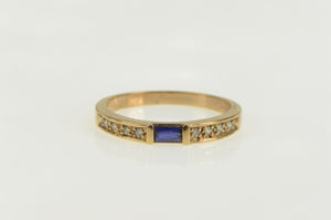 14K Syn. Sapphire Diamond Accent Stackable Ring Yellow Gold