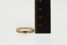 Load image into Gallery viewer, 14K Syn. Sapphire Diamond Accent Stackable Ring Yellow Gold