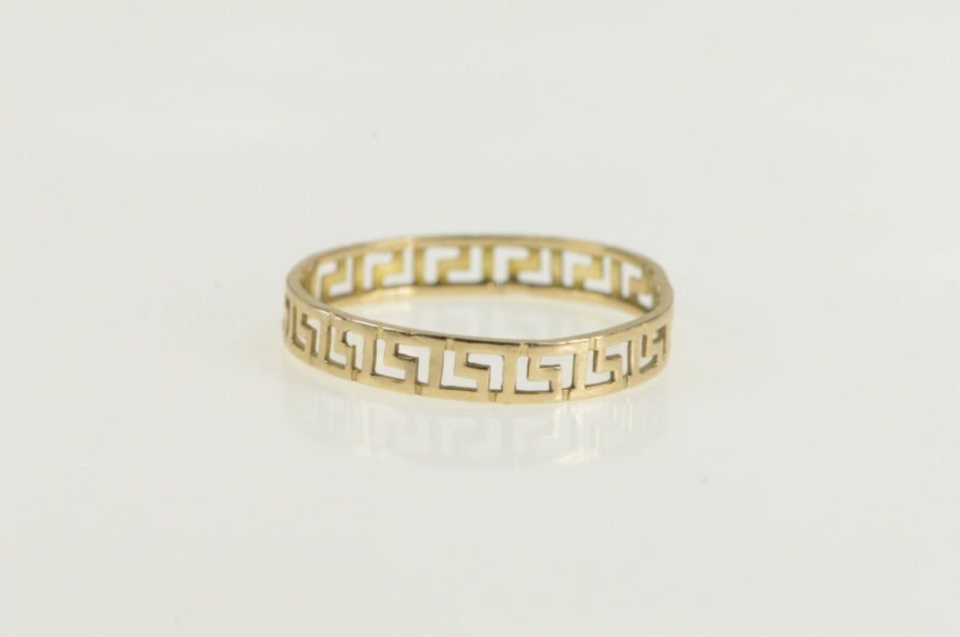 14K 3.7mm Greek Key Wave Pattern Band Ring Yellow Gold