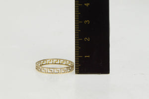 14K 3.7mm Greek Key Wave Pattern Band Ring Yellow Gold