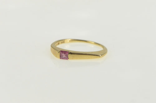 14K Princess Ruby Inset Squared Band Ring Yellow Gold