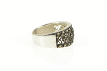 Load image into Gallery viewer, Sterling Silver Fancy Diamond Ornate Floral Lattice Band Ring