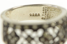 Load image into Gallery viewer, Sterling Silver Fancy Diamond Ornate Floral Lattice Band Ring