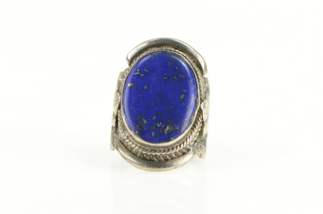 Sterling Silver Native American Lapis Lazuli Ornate Navajo Ring
