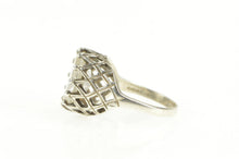 Load image into Gallery viewer, Sterling Silver Oval Solitaire Criss Cross Lattice Statement Ring
