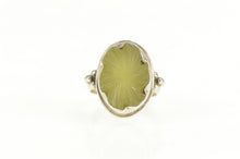 Load image into Gallery viewer, Sterling Silver Carved Green Stone Unique Statement Ring