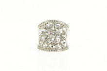 Load image into Gallery viewer, Sterling Silver Curved CZ Encrusted Pave Statement Band Ring