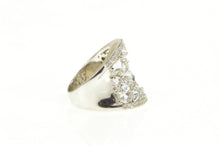Load image into Gallery viewer, Sterling Silver Curved CZ Encrusted Pave Statement Band Ring