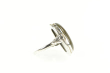Load image into Gallery viewer, Sterling Silver Oval Labradorite Cabochon Floral Accent Ring