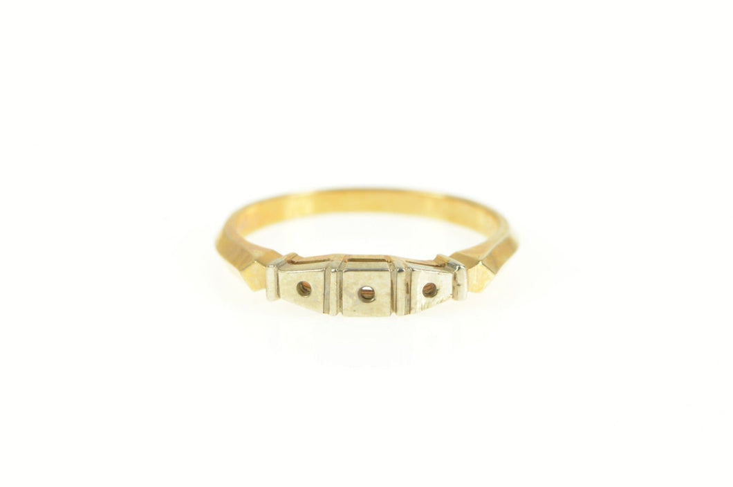 14K Vintage NOS 1950's Wedding Band Setting Ring Yellow Gold