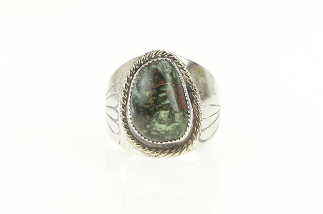 Sterling Silver Navajo Bloodstone Native American Men's Ring