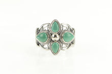 Load image into Gallery viewer, Sterling Silver Pear Turquoise Ornate Filigree Statement Ring