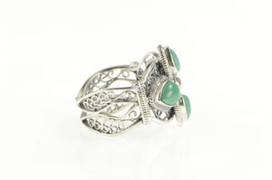 Sterling Silver Pear Turquoise Ornate Filigree Statement Ring