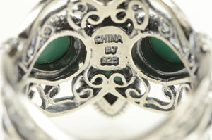Sterling Silver Pear Turquoise Ornate Filigree Statement Ring