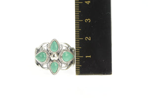 Sterling Silver Pear Turquoise Ornate Filigree Statement Ring