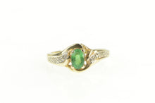 Load image into Gallery viewer, 10K Oval Natural Emerald Diamond Accent Bypass Ring Yellow Gold