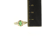 Load image into Gallery viewer, 10K Oval Natural Emerald Diamond Accent Bypass Ring Yellow Gold