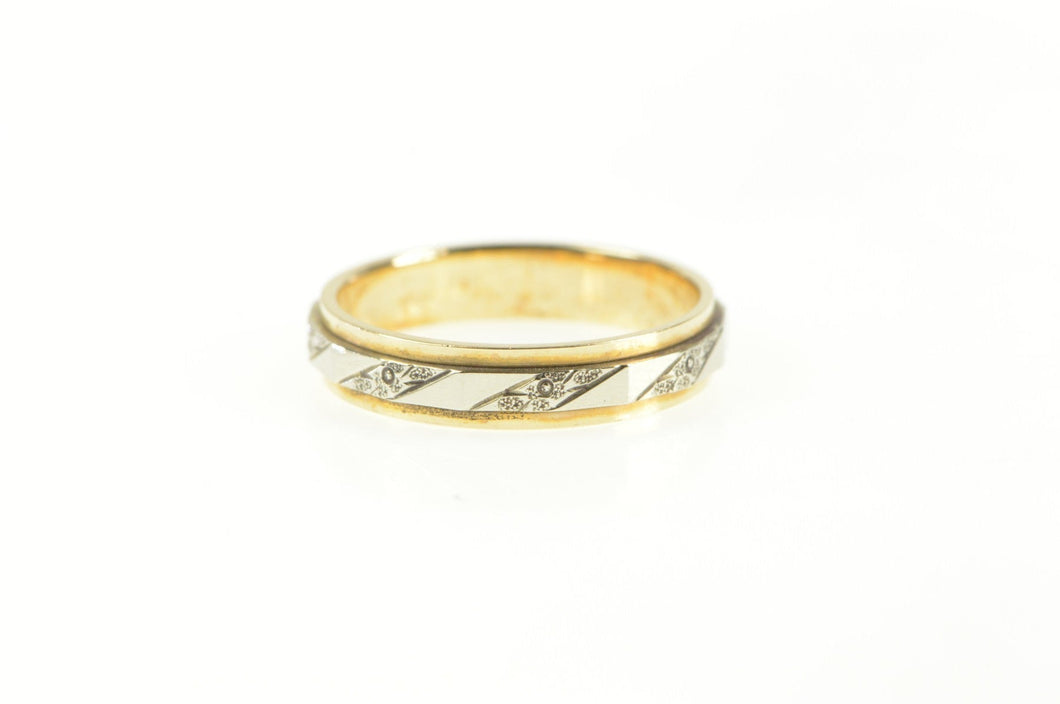 14K Vintage NOS 1950's Two Tone Wedding Band Ring Yellow Gold