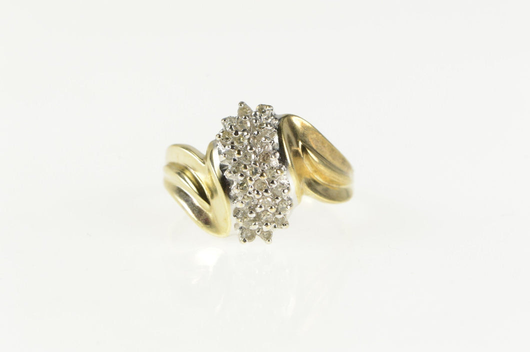 10K 0.25 Ctw Diamond Wavy Cluster Statement Ring Yellow Gold