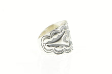 Load image into Gallery viewer, Sterling Silver Navajo Ornate Stamped Native American Band Ring