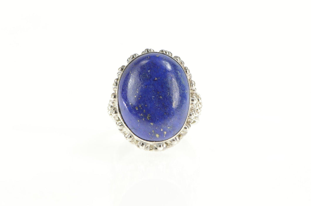 Sterling Silver Elaborate Lapis Lazuli Cabochon Cocktail Ring