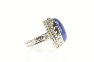 Sterling Silver Elaborate Lapis Lazuli Cabochon Cocktail Ring