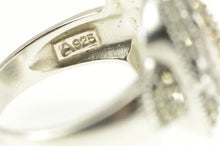 Load image into Gallery viewer, Sterling Silver Pave Sim. Citrine Marcasite Squared Statement Ring