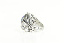 Load image into Gallery viewer, Sterling Silver Oval Syn. Opal Ornate Leaf Cluster Statement Ring