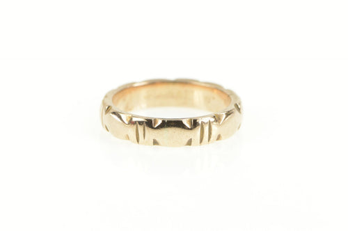 14K 4.2mm Ornate Grooved Retro Wedding Band Ring Rose Gold