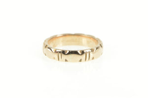 14K 4.2mm Ornate Grooved Retro Wedding Band Ring Rose Gold