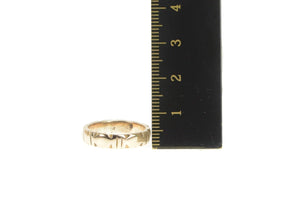 14K 4.2mm Ornate Grooved Retro Wedding Band Ring Rose Gold