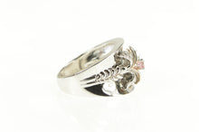 Load image into Gallery viewer, Sterling Silver Retro Floral Pink &amp; White CZ Lily Flower Ring