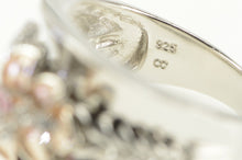 Load image into Gallery viewer, Sterling Silver Retro Floral Pink &amp; White CZ Lily Flower Ring