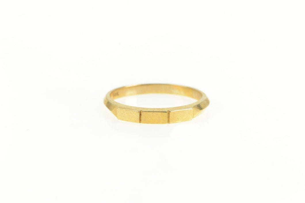14K Squared Simple Retro Classic Wedding Band Ring Yellow Gold
