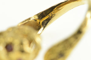 18K Ruby Eyed Diamond Chinese Lion Wrap Ring Yellow Gold