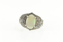 Load image into Gallery viewer, Sterling Silver Natural Opal Ornate Filigree Statement Ring