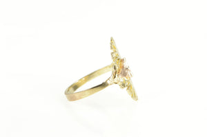 14K Diamond Cut Two Tone Filigree Statement Ring Yellow Gold