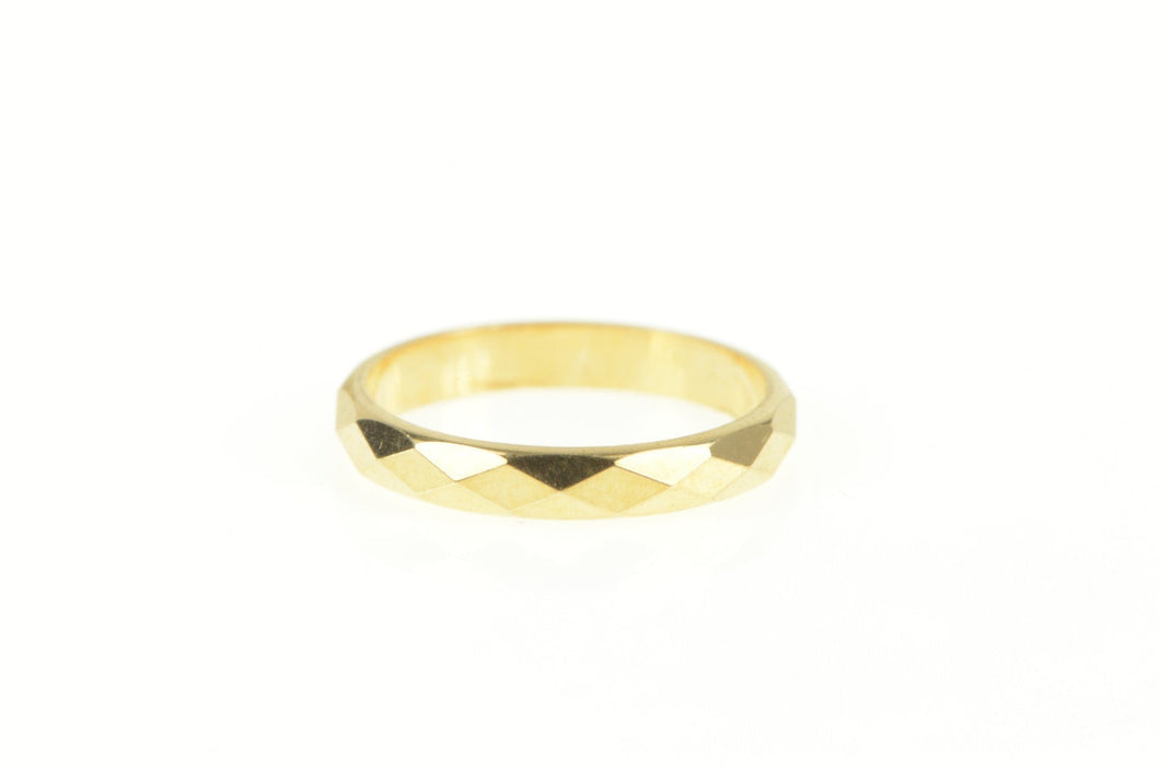 14K 3.0mm Squared Lattice Facet Pattern Band Ring Yellow Gold