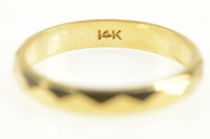 14K 3.0mm Squared Lattice Facet Pattern Band Ring Yellow Gold