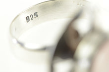 Load image into Gallery viewer, Sterling Silver Round Rose Quartz Cabochon Ornate Cocktail Ring