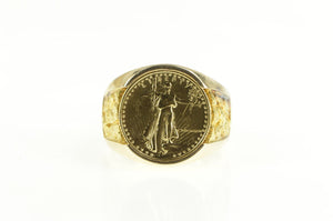 14K 1987 1/10th Oz Double Eagle $10 Coin Nugget Ring Yellow Gold